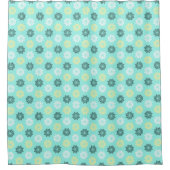 Aquamarine Zee Flowers Shower Curtain Douchegordijn (Voorkant)