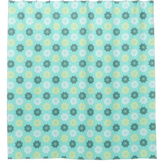 Aquamarine Zee Flowers Shower Curtain Douchegordijn (Voorkant)