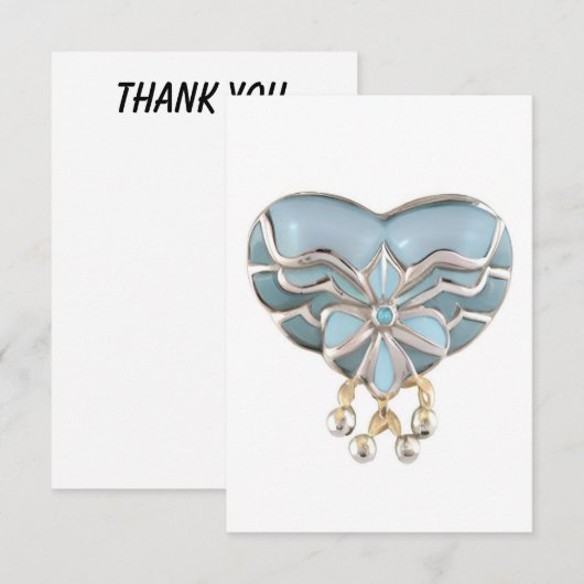 Aquamarine zilverkleurige hardejuwel bedankt (Voorkant / Achterkant)