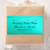 Aquamrine & Goud Aangepaste Bruiloft Mini Wijn Lab Etiket (Insitu)