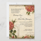 Aquan Cream Eiffeltoren Roos Bruiloft Kaart (Voorkant)