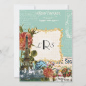 Aquan Cream  Eiffeltoren Roos Bruiloft Kaart (Achterkant)