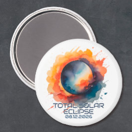 Aquarel 2026 Zonsverduistering Aandenken Magneet
