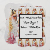 Aquarel 40e verjaardagsuitnodiging met rode vos kaart (Voorkant / Achterkant)