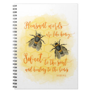 Aquarel Aangename woorden bijbel citaat Notitieboek