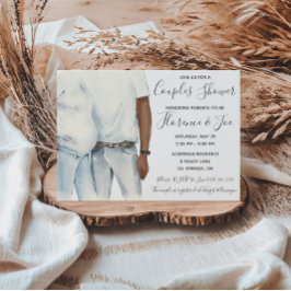 Aquarel Aansluitende Ouders Baby Shower Uitnodigin Kaart