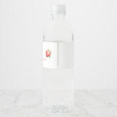 Aquarel Aardbei baby shower Waterfles Etiket (Achterkant)