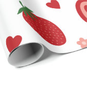 Aquarel Aardbei en Hart Inpakpapier (Rol Hoek)