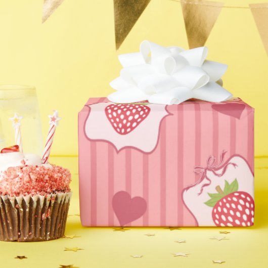 Aquarel Aardbei Omlijst Inpakpapier (Verjaardagsfeest)