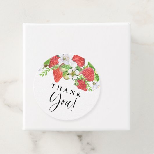 Aquarel Aardbei Zomer Trouw Dank Je Bedankjes Labels (In situ)