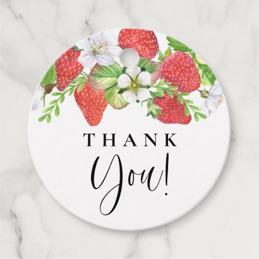 Aquarel Aardbei Zomer Trouw Dankjewel Bedankjes Labels (Voorkant)