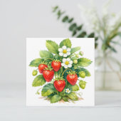 Aquarel Aardbeien en Bloesem  Kaart (Staand voorkant)