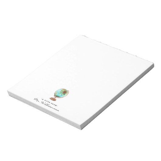 Aquarel Aarde Bol | Monogram Leraren Notitieblok (Linkerzijde)