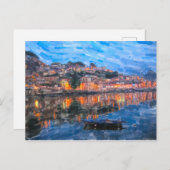 Aquarel. Abend in Vila Nova de Gaia am Douro. Briefkaart (Voorkant / Achterkant)