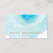 Aquarel Abstract in Turquoise Blauw  Visitekaartje (Voorkant)