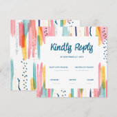 Aquarel Abstract Kleurrijke Kwast Huwelijksreactie Kaart (Voorkant / Achterkant)