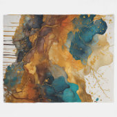 Aquarel Abstract Landschapschilderij Goud Fleece Deken (Voorkant (Horizontaal))