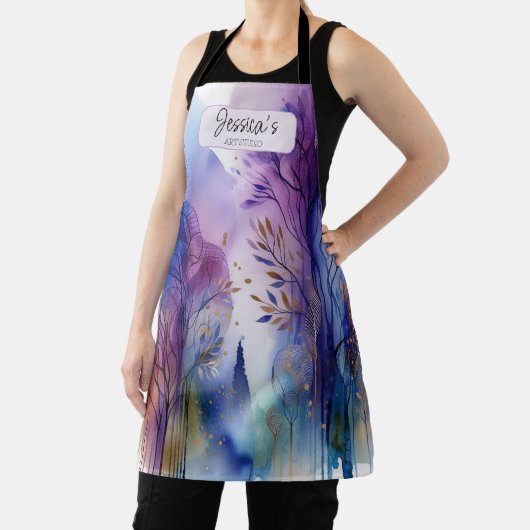  Aquarel Abstract Trees Art Studio Schort (Insitu)