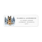 Aquarel adreslabel Duitse Herdershond Winter Etiket (Voorkant)