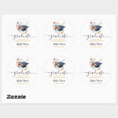 Aquarel Afstudeerhoed Bedankt  Ronde Sticker (Vel)