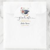 Aquarel Afstudeerhoed Bedankt  Ronde Sticker (Tas)