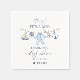    Aquarel ahoy het is een jongen baby shower Servet