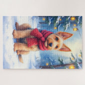 Aquarel Airedale Terrier Besnee Kerstmis Legpuzzel (Horizontaal)