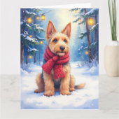 Aquarel Airedale Terrier Besneeerde Kerst Kaart (Voorkant)
