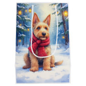 Aquarel Airedale Terrier Besneeerde Kerst Medium Cadeauzakje (Achterkant)
