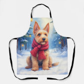 Aquarel Airedale Terrier Besneeerde Kerst Schort (Voorkant)