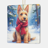 Aquarel Airedale Terrier Besneeïerde Kerst Keramisch Ornament (Links)