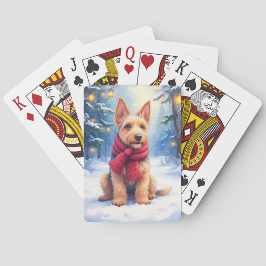 Aquarel Airedale Terrier Besneeïerde Kerst Pokerkaarten (Achterkant)