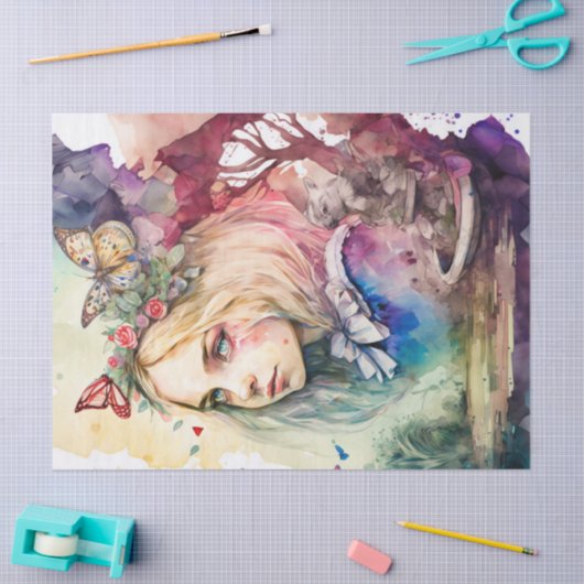 Aquarel Alice Decoupage Tissue Paper Tissuepapier (Craft)