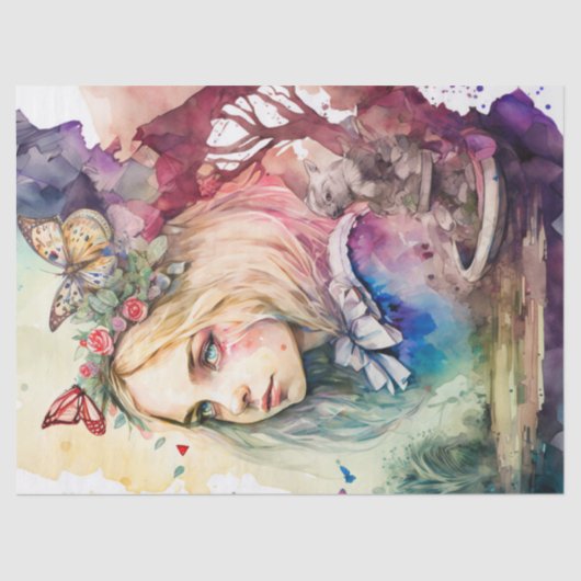 Aquarel Alice Decoupage Tissue Paper Tissuepapier (Voorkant)