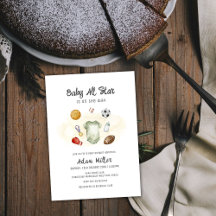 Aquarel All Star Sporten Baby Shower Uitnodiging