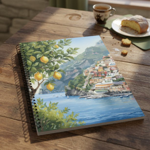 Aquarel Amalfi Kust Landschap met Citroenboom Notitieboek