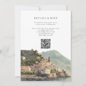 Aquarel Amalfi QR Code Italiaanse Bruiloft Kaart (Achterkant)