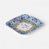 Aquarel Amalfikust Roze Citroenen Bruidsdiner Papieren Bordje (Gebogen)