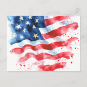 Aquarel Amerikaanse Vlag Kunst Briefkaart (Voorkant)