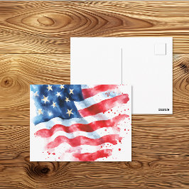 Aquarel Amerikaanse Vlag Kunst Briefkaart