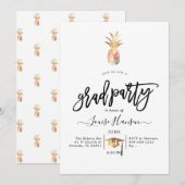 Aquarel Ananas Afstudeerfeest Kaart (Voorkant / Achterkant)