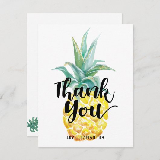 Aquarel Ananas Plat Bedankt (Voorkant / Achterkant)