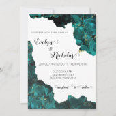 Aquarel Anastasia Zwart & Groen Uitnodiging (Voorkant)