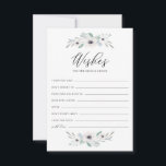 Aquarel Anemonen Wensen voor Bruid en Bruidegom Advieskaart<br><div class="desc">Aquarel Witte Anemonen Wenskaart voor Bruid en Bruidegom. Vrouwelijke wenskaart met aquarelillustraties van witte anemonen met eucalyptus en andere bladaccenten. Deel je hoop en wensen voor de pasgetrouwden.</div>