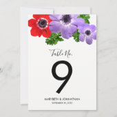 Aquarel Anemoon Bloem Tafel Nummerkaart Kaart (Voorkant)