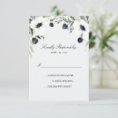 Aquarel Anemoon Huwelijksreactiekaart RSVP Kaartje (Staand voorkant)