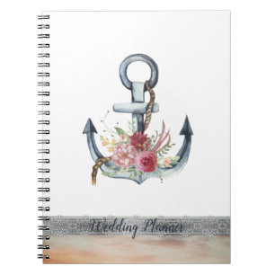Aquarel Anker Bloemen Kanten Zeevaart Notitieboek