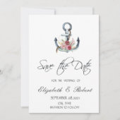 Aquarel Anker Bloemen Nautilus Bewaar de Datum Save The Date (Voorkant)