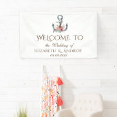 Aquarel Anker Bloemen Scheepvaart Spandoek (Insitu)