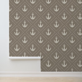 Aquarel Anker Diamant Donker Beige Kust Behang